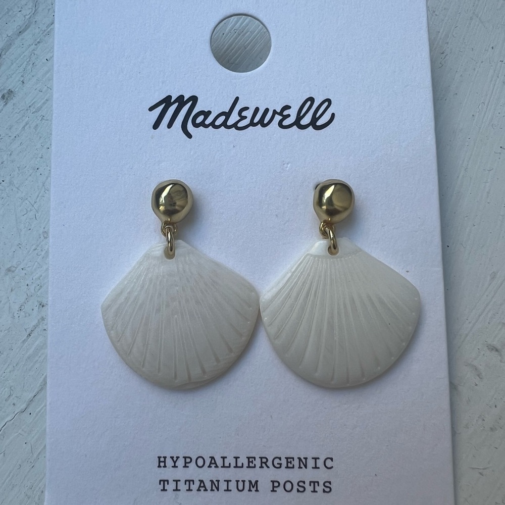 Madewell Gold and White Seashell Earrings